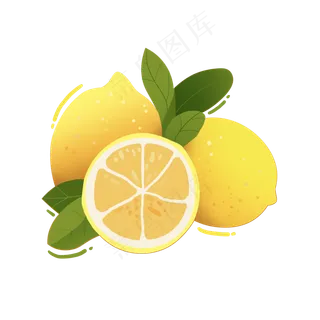 手绘平面新鲜柠檬png免抠