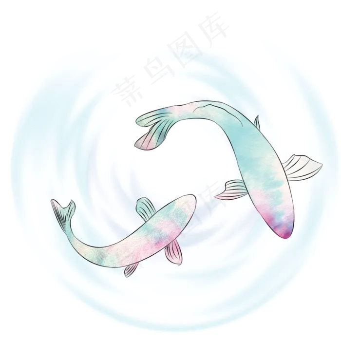 水彩锦鲤清新锦鲤(1500X1500(DPI:300))psd模版下载