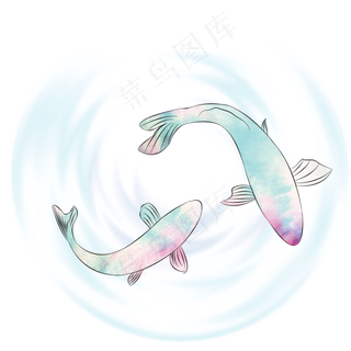 水彩锦鲤清新锦鲤