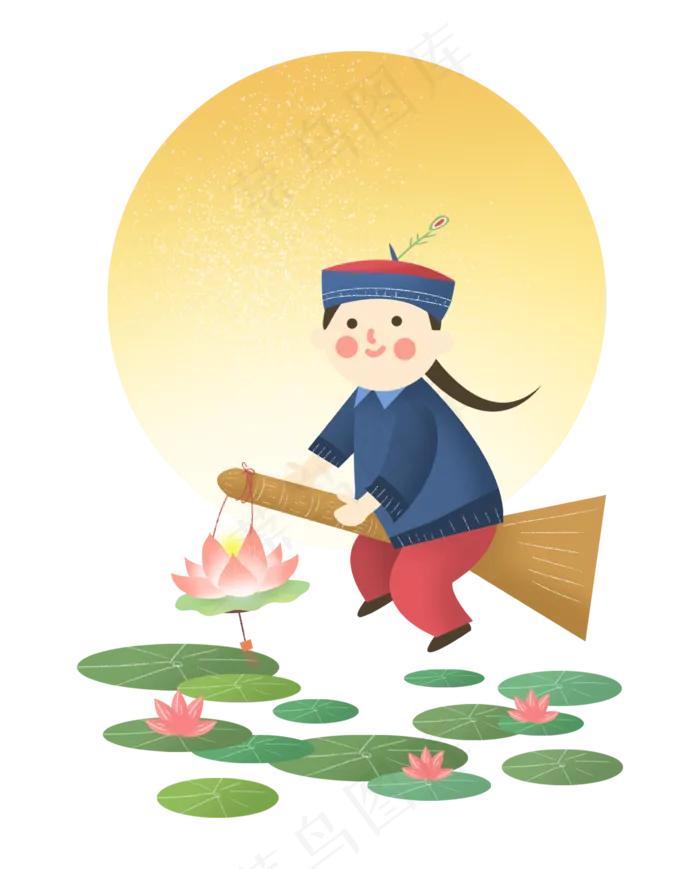中元节僵尸百鬼节荷叶月亮荷花灯(2362X2933(DPI:300))psd模版下载