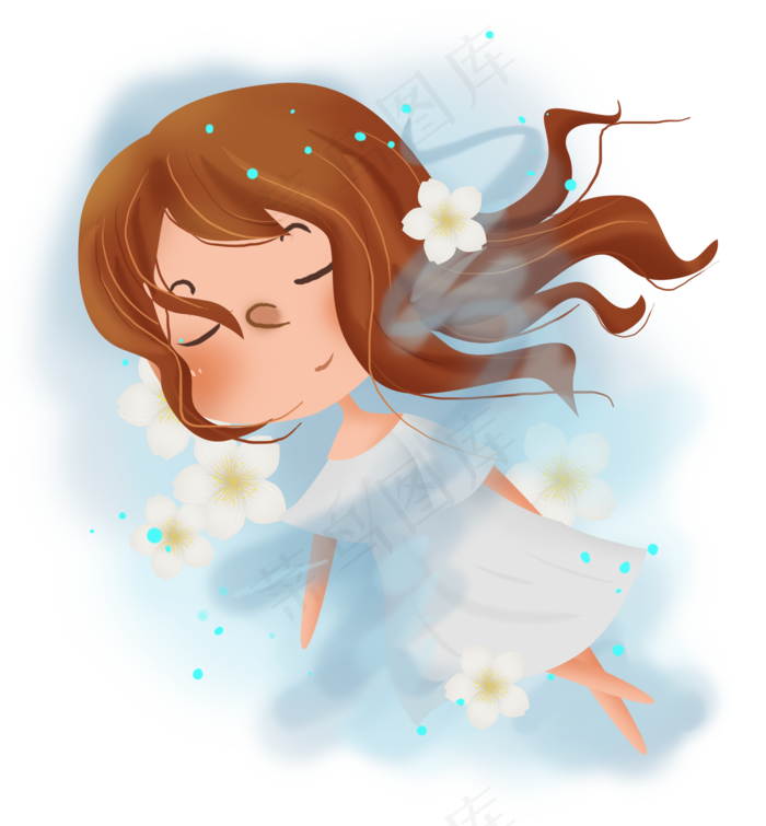 清凉夏天水里的女孩