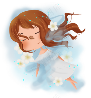 清凉夏天水里的女孩