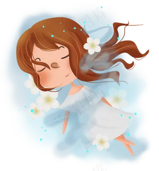 清凉夏天水里的女孩