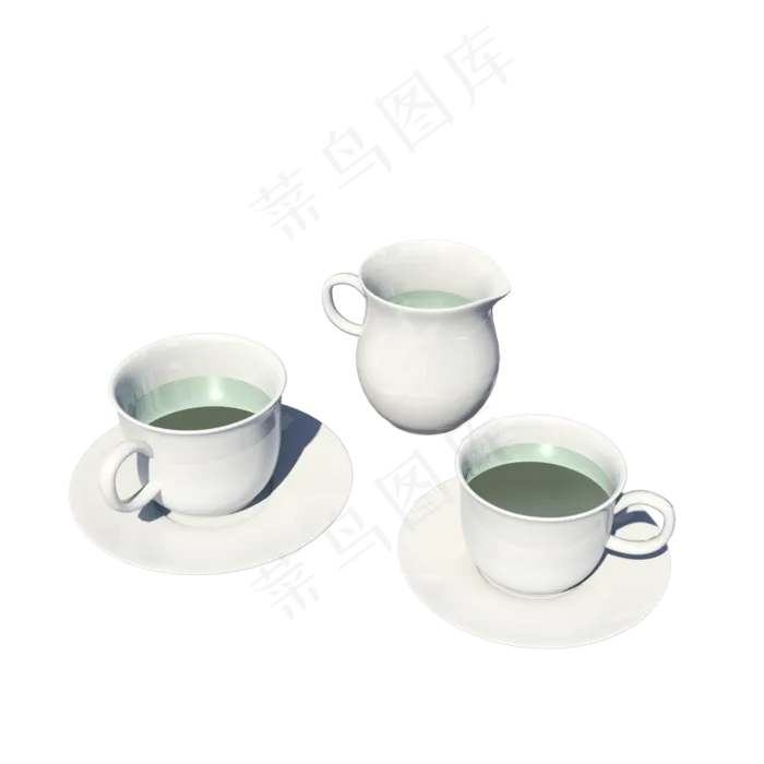 白瓷茶具两杯清茶(3000X3000(DPI:72))psd模版下载