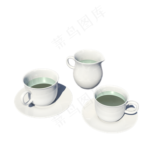 白瓷茶具两杯清茶