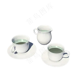 白瓷茶具两杯清茶