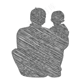 父亲节父亲坐着教导儿子素描风格