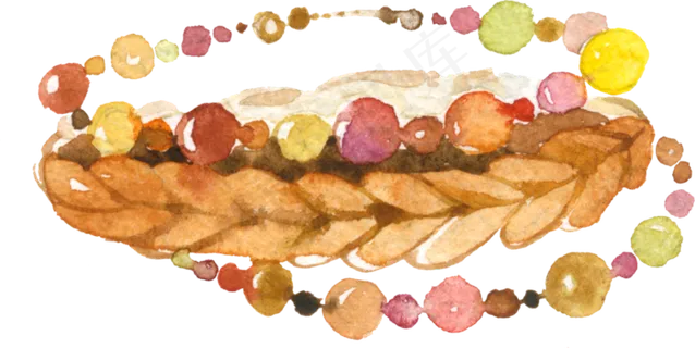 卡通水彩手绘女士手链,免抠元素