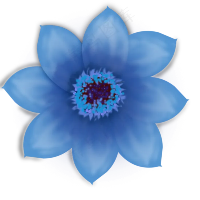 蓝色花花png图(2000X2000(DPI:300))psd模版下载