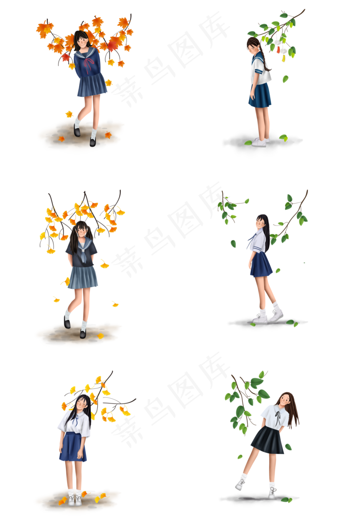 开学季手绘日风女学生