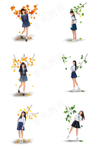 开学季手绘日风女学生