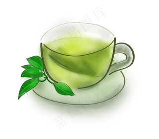 白露手绘古风茶饮,免抠元素