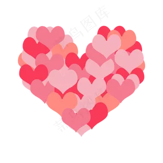 爱心堆叠七夕情侣浪漫爱心,免抠元素