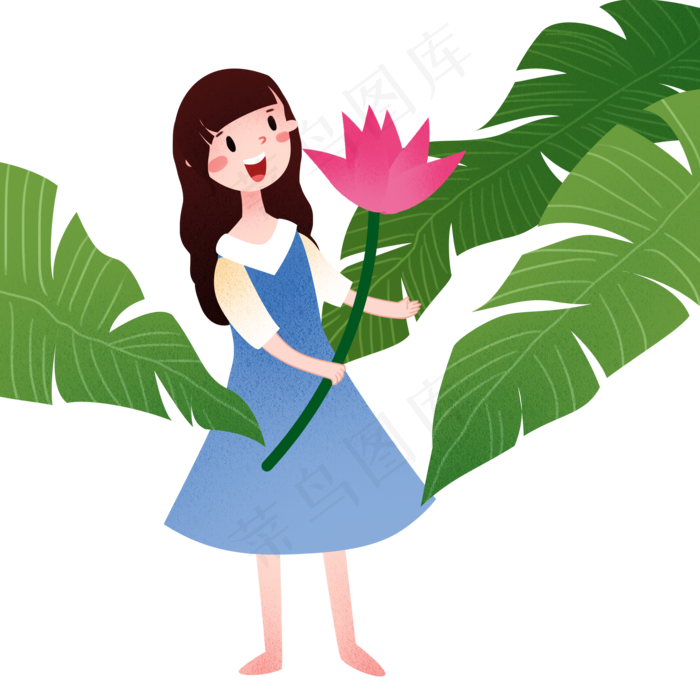 立夏漂亮的荷花插画