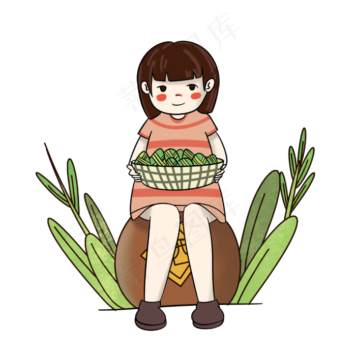 端午节习俗粽子雄黄酒手绘