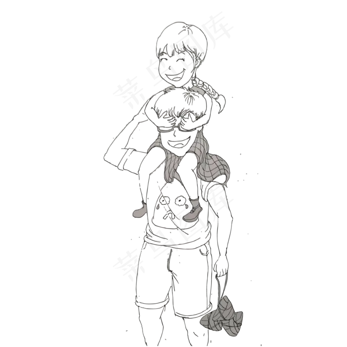 端午节和父情节卡通手绘人物素材(2000X2000(DPI:300))ai矢量模版下载