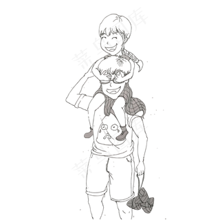 端午节和父情节卡通手绘人物素材
