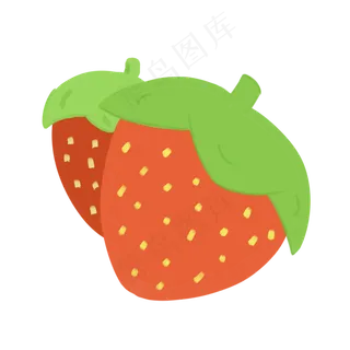 水彩手绘水果草莓两只