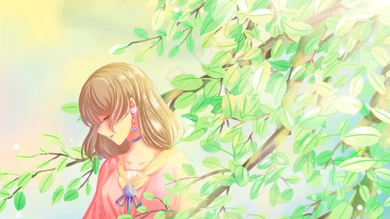 绿唯美卡通小清新夏季夏天夏日立夏节气配图