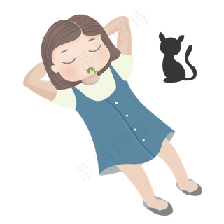 儿童节手绘小女孩