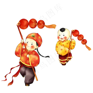 元宵节闹灯会福娃舞灯PSD免扣卡通,免抠元素