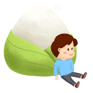 靠在粽子旁的人卡通素材下载