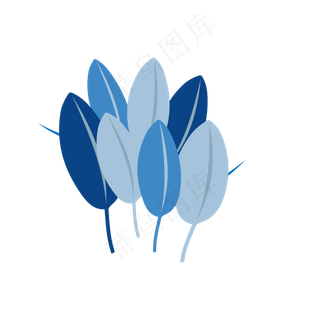 蓝色树枝叶子元素