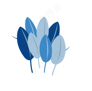 蓝色树枝叶子元素