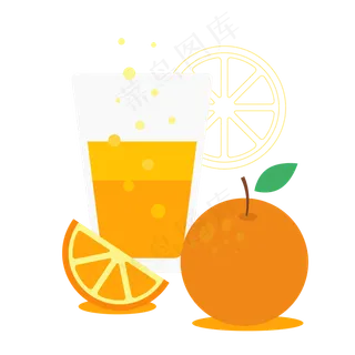 手绘卡通橙汁元素
