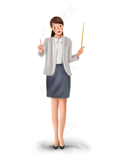 教师节手绘长发女教师