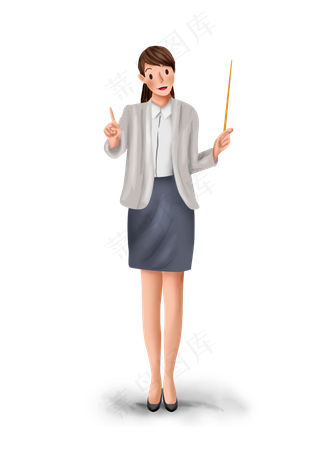 教师节手绘长发女教师