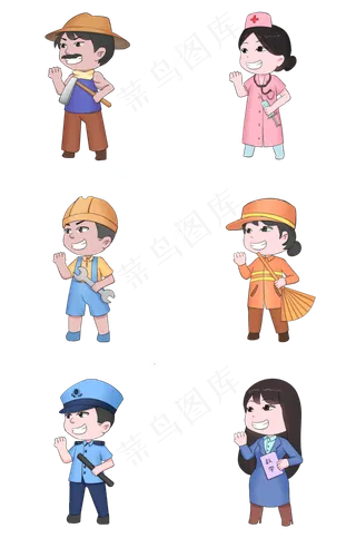 卡通劳动节扁平系职业人物合集