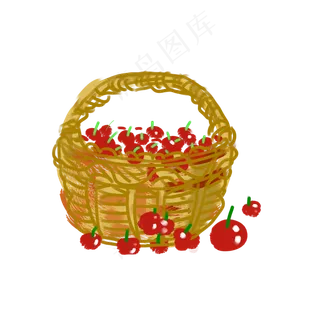 采摘一篮子茂盛的水果樱桃