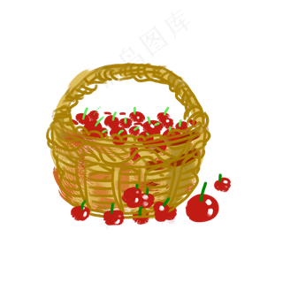 采摘一篮子茂盛的水果樱桃