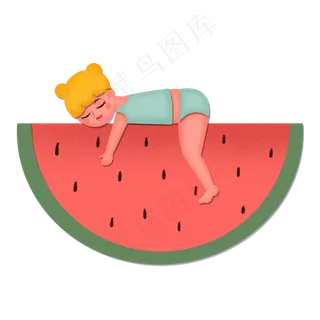 小暑大暑节气夏天西瓜少女