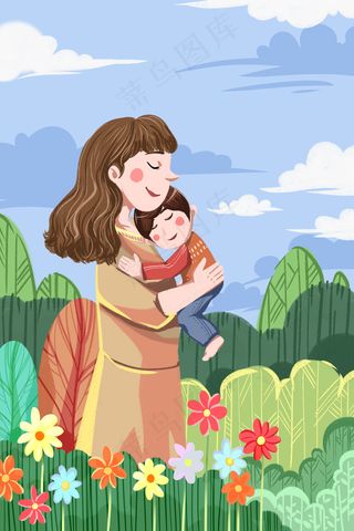 卡通手绘风支教老师学生配图