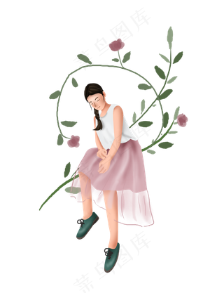 夏至花丛里的女孩