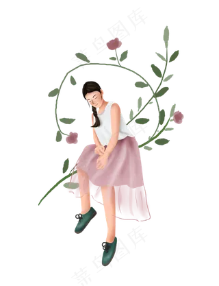 夏至花丛里的女孩