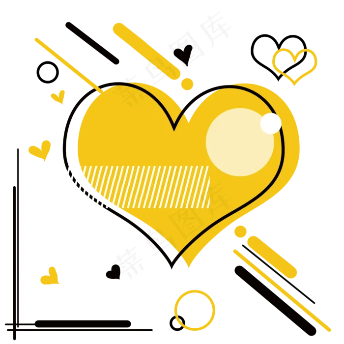 母亲节黄色孟菲斯爱心(2000X2000(DPI:300))psd模版下载