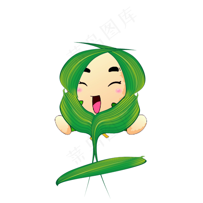 披着粽子叶的粽子卡通人物(3000X3000(DPI:300))psd模版下载