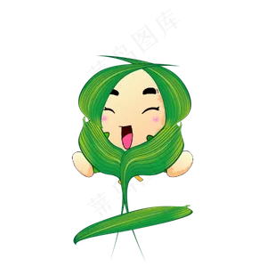 披着粽子叶的粽子卡通人物