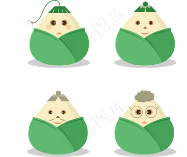 端午节卡通粽子表情包矢量图