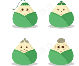 端午节卡通粽子表情包矢量图