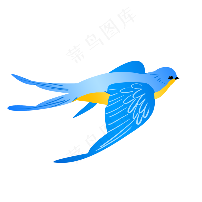 水彩蓝色燕子插画