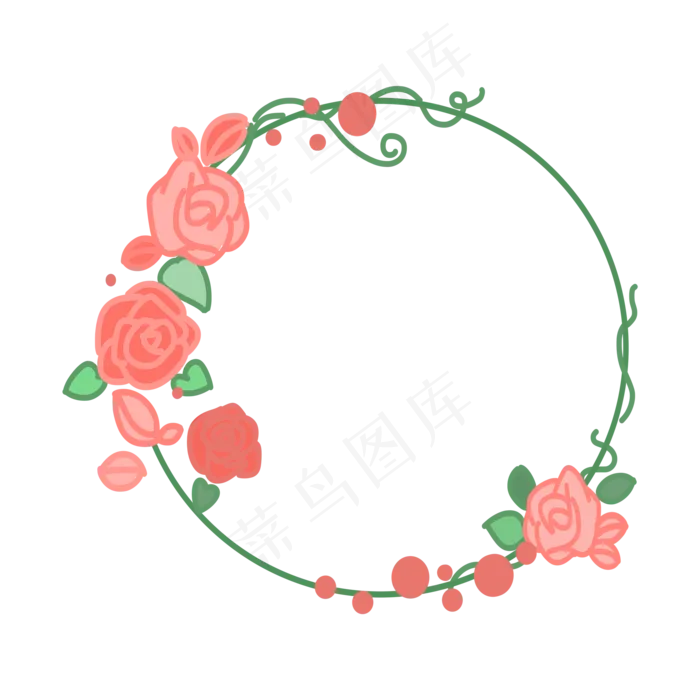 可爱卡通粉红色玫瑰花圈玫瑰花环(12000X12000(DPI:762))psd模版下载