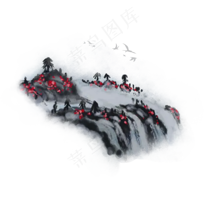 水墨山水画(2000X2000(DPI:762))psd模版下载