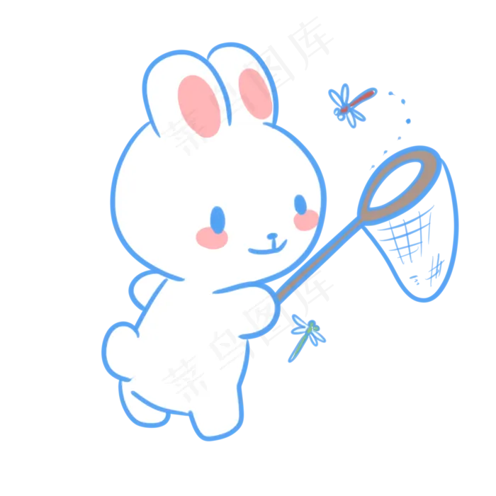 捉蜻蜓的白兔(2100X2100(DPI:300))psd模版下载