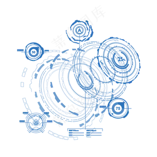 科技感多重圆形线条贴图,免抠元素