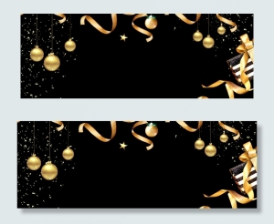 圣诞节黑色圣诞树banner