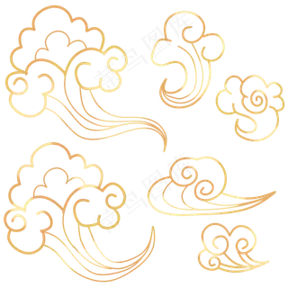新春烫金中国风新中风祥云素材png,免抠元素
